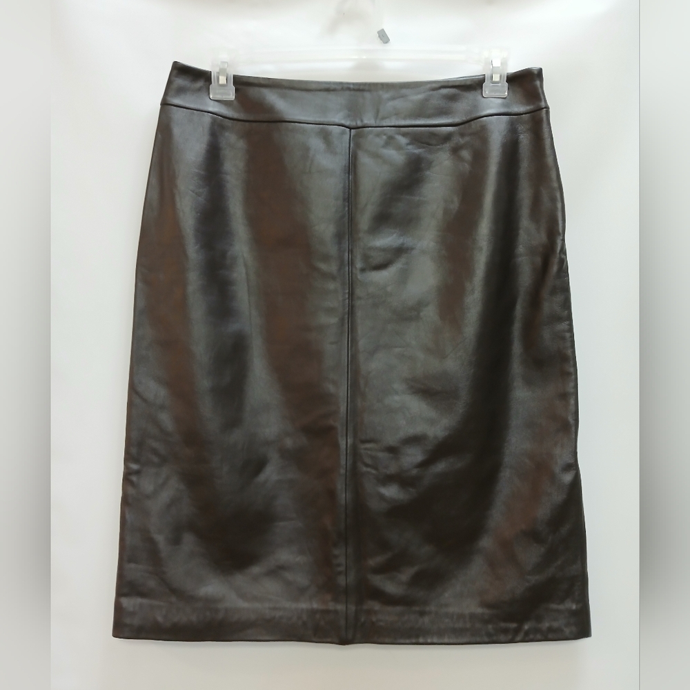 Kasper Womens Sportswear Dark Coco Brown Genuine Leather Skirt 12